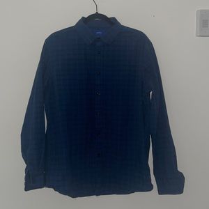 Mens Apt .9 large blue plaid dress shirt